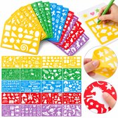 BOTC Tekensjablonen - 20 Stuks met 450+ Vormen - Herbruikbare Kunststof Sjablonen voor Tekenen, Knutselen, Journaling & Scrapbooking - 21 x 15 cm