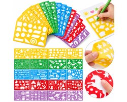 BOTC Tekensjablonen - 20 Stuks met 450+ Vormen - Herbruikbare Kunststof Sjablonen voor Tekenen, Knutselen, Journaling & Scrapbooking - 21 x 15 cm