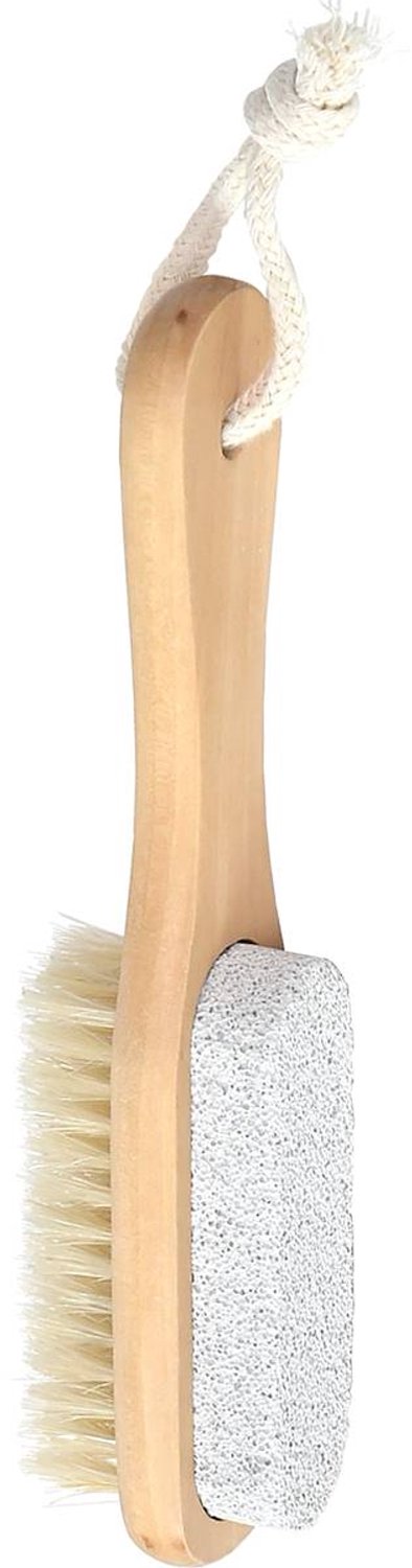 Brosse pour soins des pieds en bois 1 face pierre ponce 1 face brosse naturel