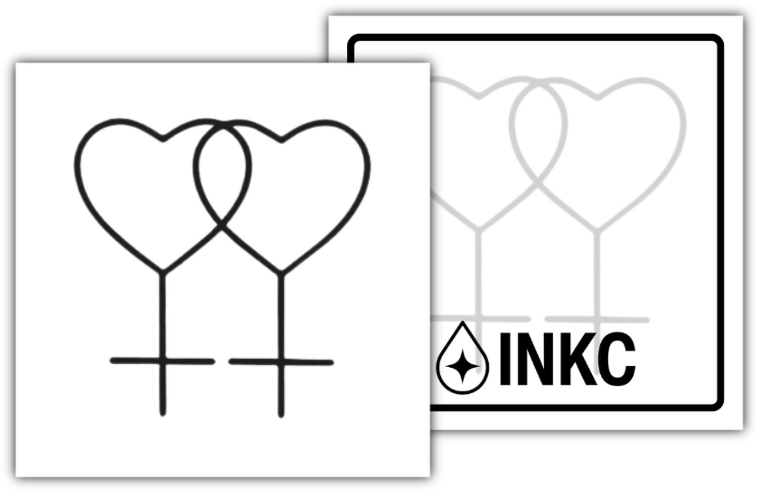 INKC - Tijdelijke Tattoo - Verbonden Harten - Nep Tattoo - Plak Tattoos - Blijft tot 2 weken - 5 x 5cm