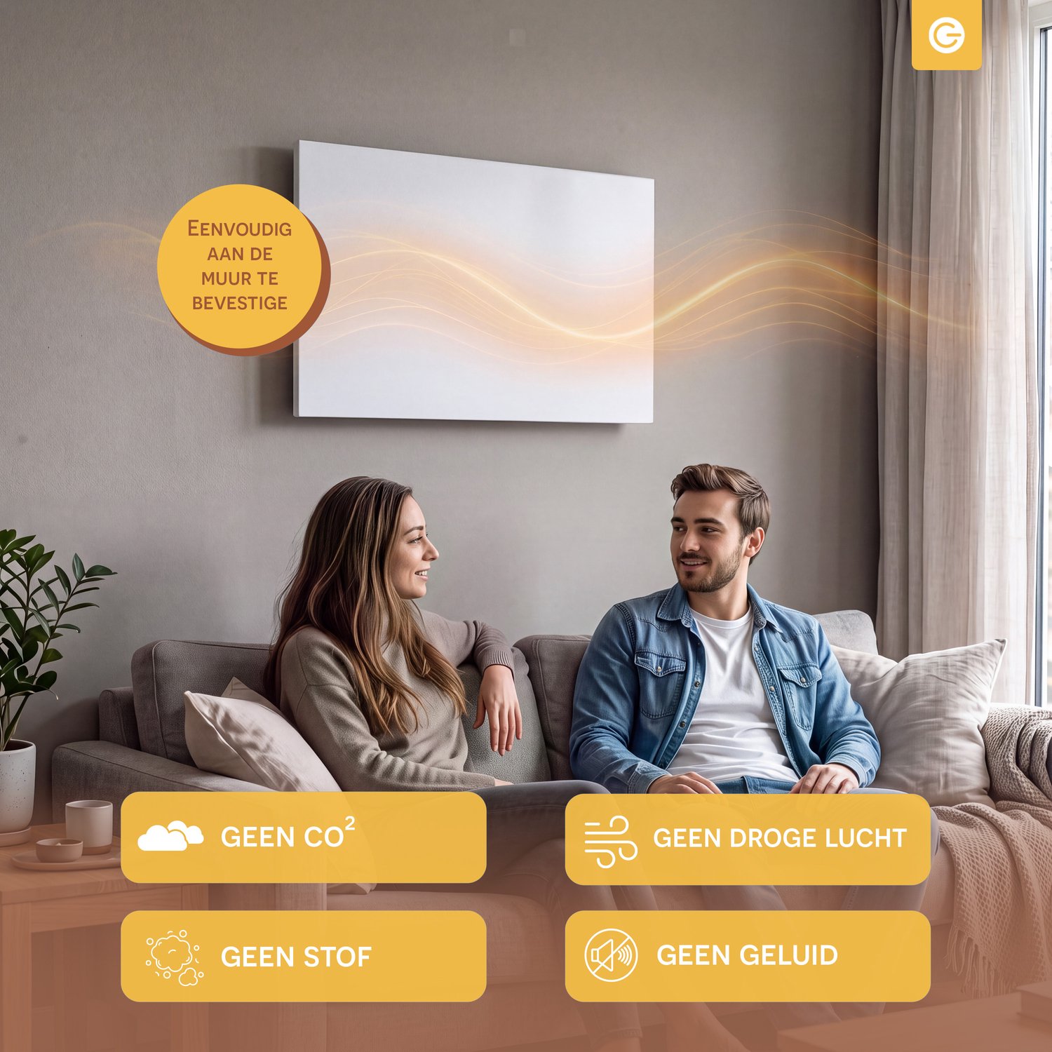 Silvergear Infrarood Verwarmingspaneel Premium - Infrarood Paneel - Verplaatsbaar - WIFI - 450W - Wit – foto 2