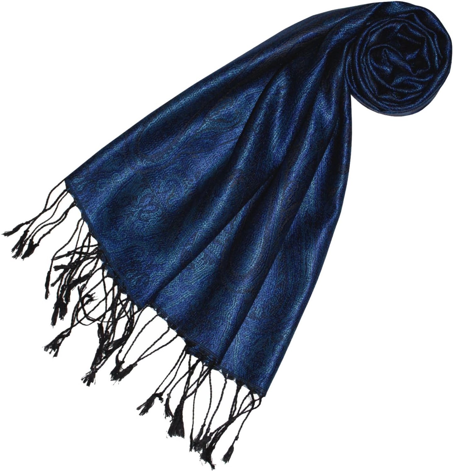 Lorenzo Cana Dames Sjaal 100% Zijde Jacquard Paisley Blauw 35x160cm