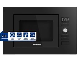 Heinner Inbouw Magnetron – 20 L – 800 W – 1000 W Grill – 5 Vermogensniveaus – Ontdooifunctie – LED-display – 95 Min Maximale Kooktijd – Zwart