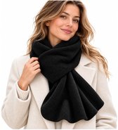 Fleece sjaal - dames - zwart - 100% polyester - warm - zacht - damessjaal - wintersjaal