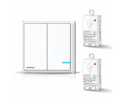 PWR4U Draadloze lichtschakelaar - klik aan klik uit bediening - Set met ontvangers (schakelunits) – Snelle montage op wand - Serie schakelaar