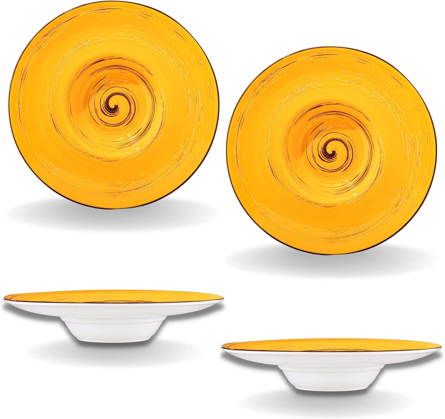 Wilmax England Diep Bord 24 cm Geel Porselein Set van 2