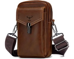 BAIGIO Leather Mobile Phone Bag Vintage Waist Bag Small Shoulder Bag Shoulder Bag Retro Style #A Coffee One Size Vintage