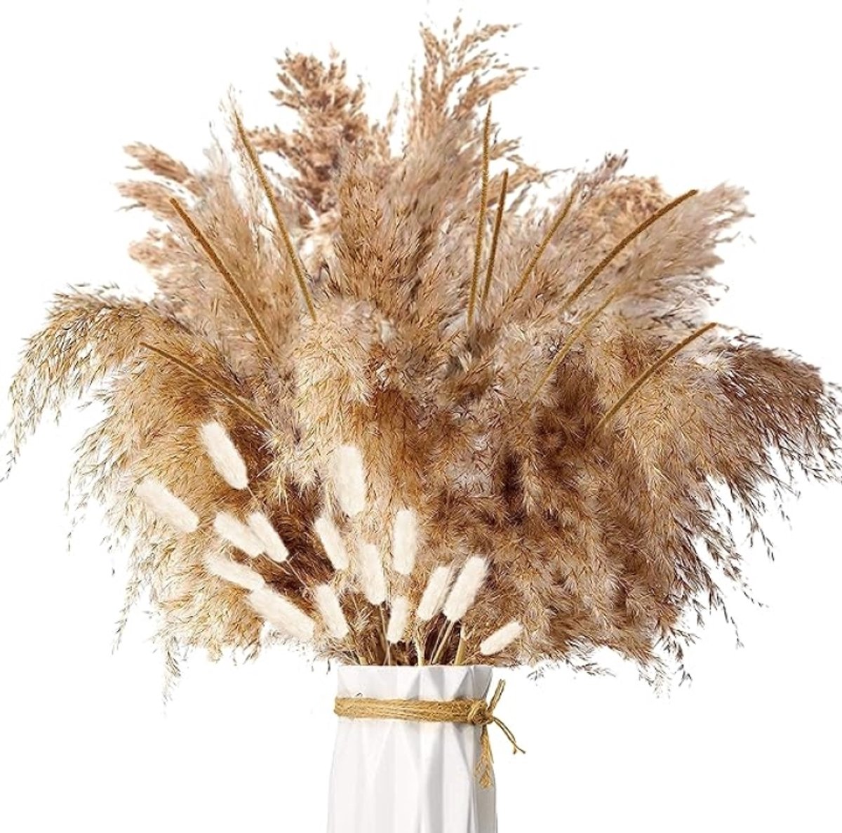 Gedroogd Pampasgras - 45 stuks Natuurlijke Gedroogde Bloemen - Bruin Pluizig Boeket voor Bruiloft en Woonkamer Decoratie
