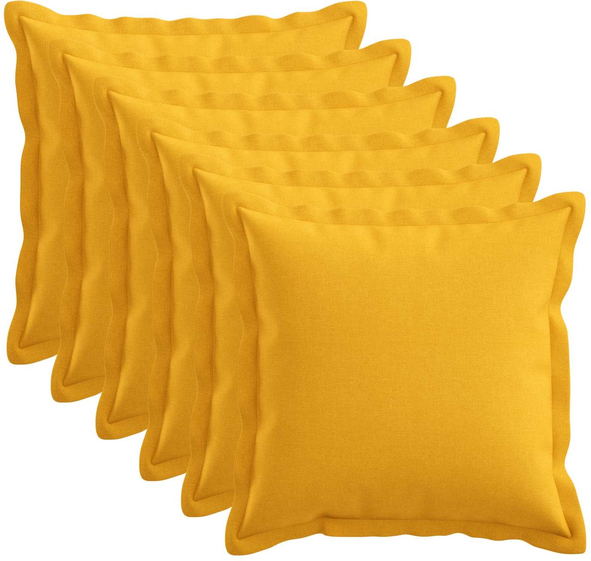 vidaXL Dekenkussen - 6 - st - HOUTEN - Licht - Geel - 30 - x - 30 - cm - Faux - Linnen Lichtgeel