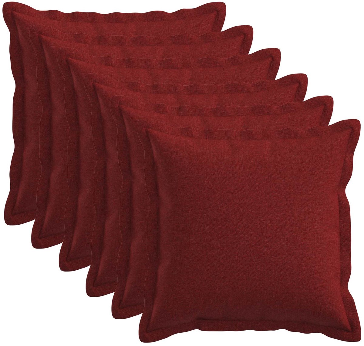 vidaXL Kussen - 6 - st - HOUTEN - Wijnrood - 35 - x - 35 - cm - Faux - Linnen