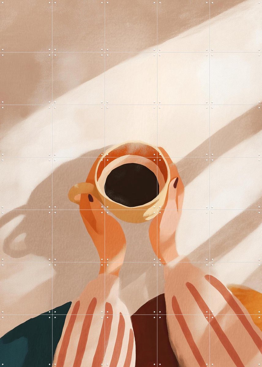 IXXI Morning Coffee Ritual, Branka Kodžoman - 100 x 140 cm - Gratis ophangtool - Grote wanddecoratie en posters - Digitale Kunst, Illustraties