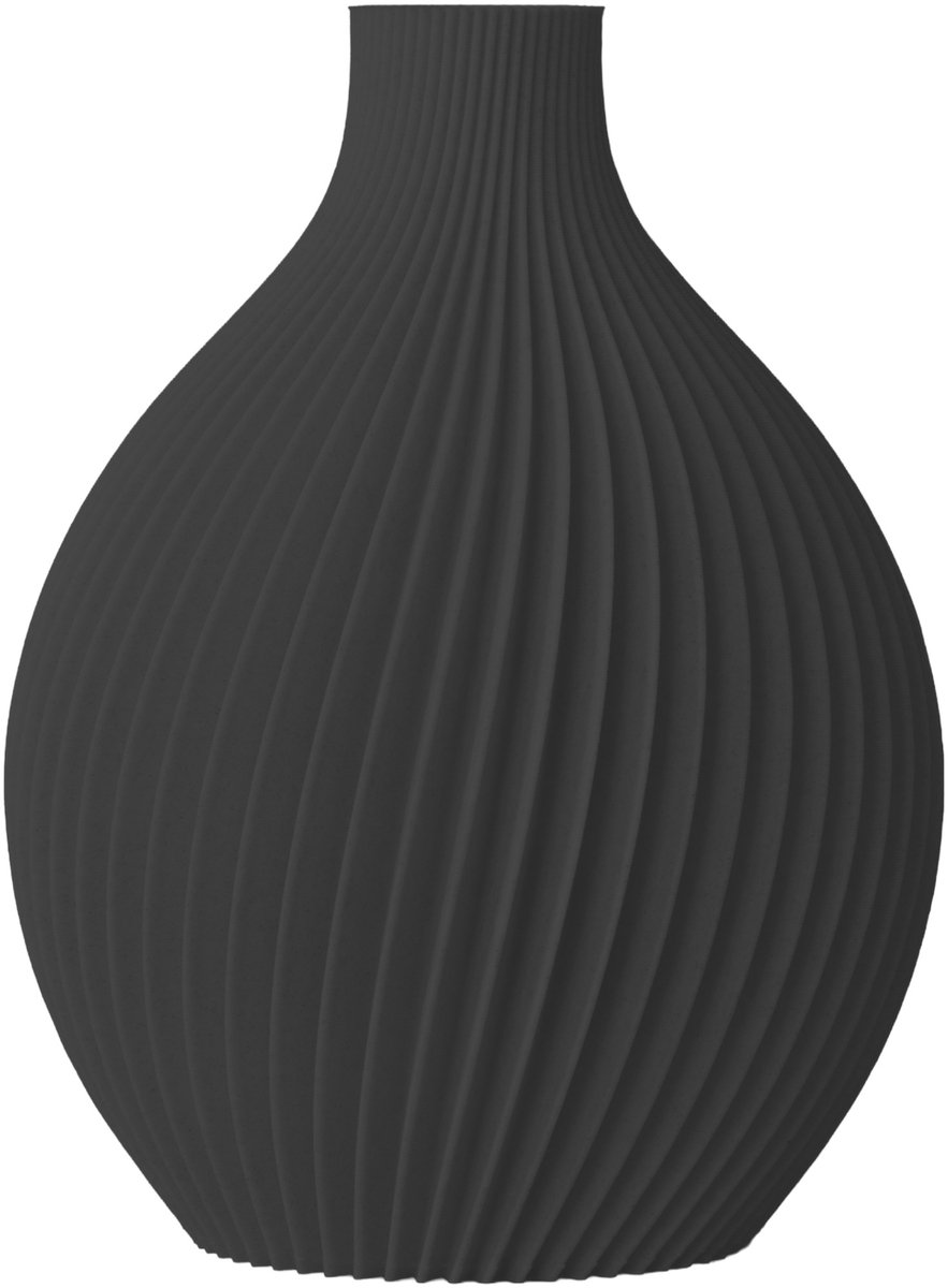 Layvo Corvus Vaas - Zwart - 25 cm - droogbloemen vaas - organische vaas - gerecycled plastic