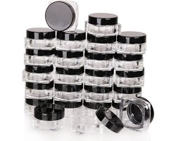 50pcs empty 3g Black Square small plastic cosmetic jars containers for makeup lip balm powder sample wholesale bulk cream jars with Black lids travel