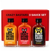 Crazy Bastard Hot Sauce Giftset – 3 Superhete Sauzen met Ghost Pepper, Trinidad Scorpion & Carolina Reaper – 3x100ml