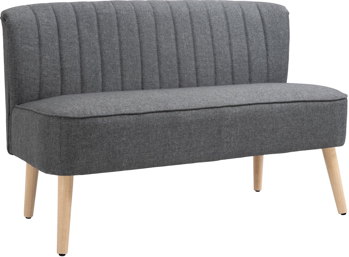 Homona 2-zitsbank - Gestoffeerd - 117 x 56,5 x 77 cm - Grijs