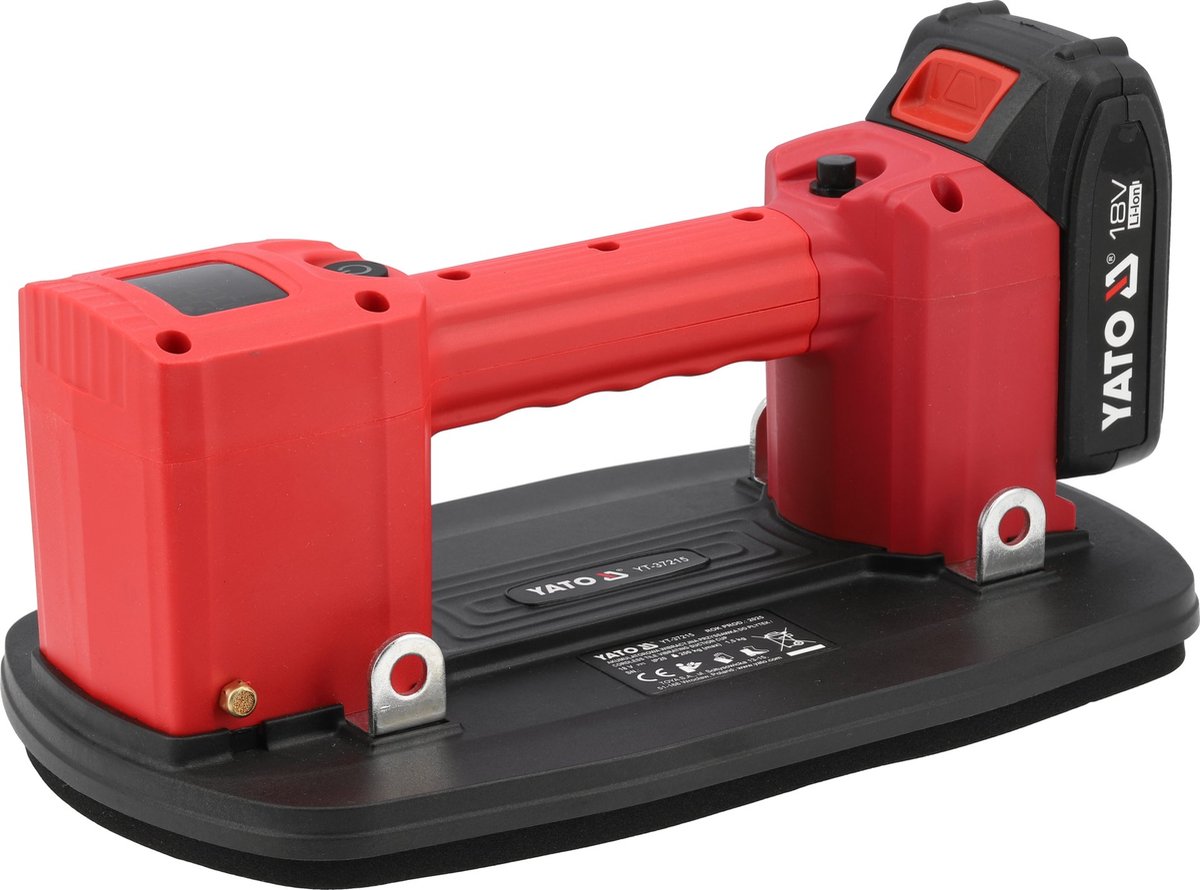 YATO YT-37215 Accu Tegeltrilzuignap 18V - 2.0 Ah Li-Ion - Zuignap met Trilfunctie - Draagkracht 200 kg - Tegeldrager