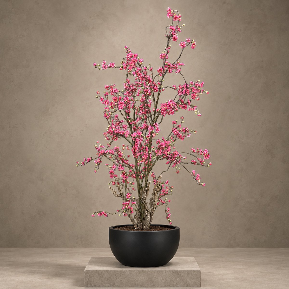 Seta Fiori Yume Blossom - Kunstbloesemboom Dieproze 170 cm - Handgemaakt in Nederland - Echte Houten Stam - Grote Sakura Kersenbloesem voor Binnen roze, fel roze