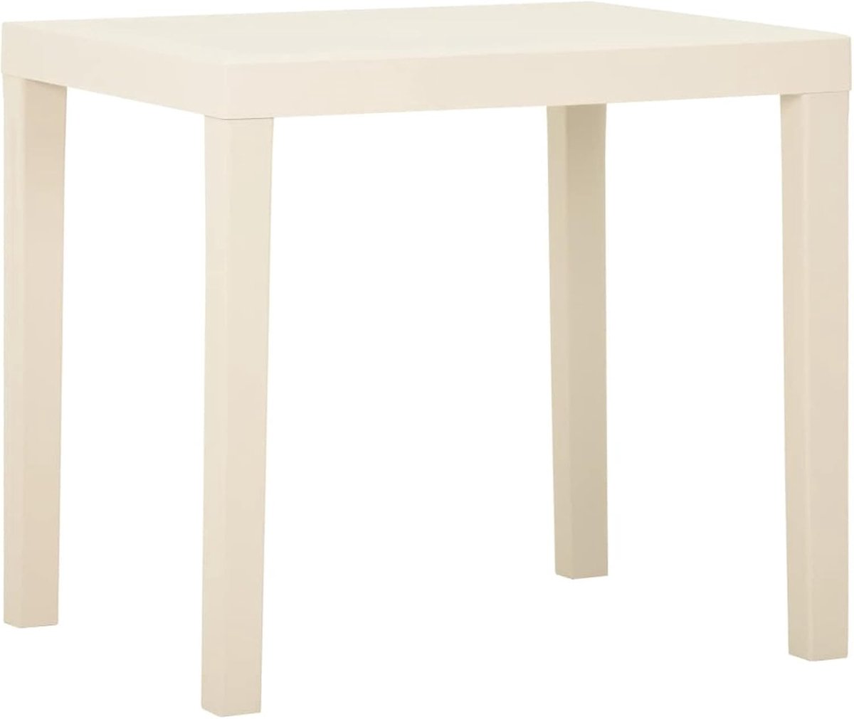 Terrastafel, balkontafel, eettafel, bistrotafel, tafel, kunststof, weerbestendig, kunststof, wit, 79 x 65 x 72 cm