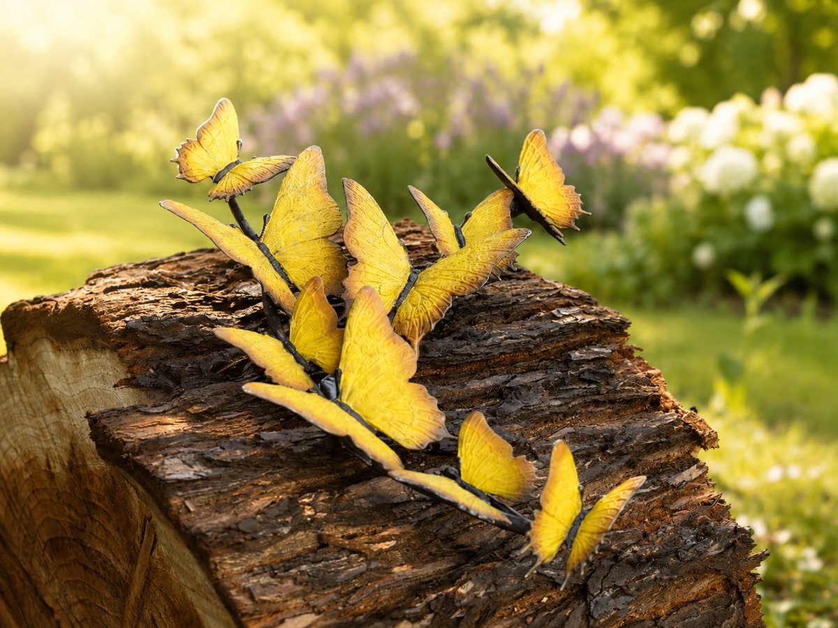 Tuinbeeld - bronzen beeld - Zwerm vlinders / kan ook als muurdecoratie