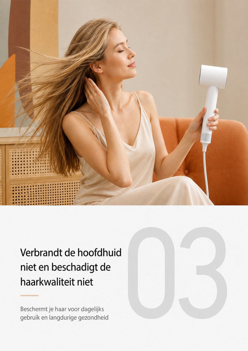 Farro Föhn – Professionele Hogesnelheidsföhn – Borstelloze Motor – Krachtige Luchtstroom – Haarföhn voor Dames en Heren thumbnail 3
