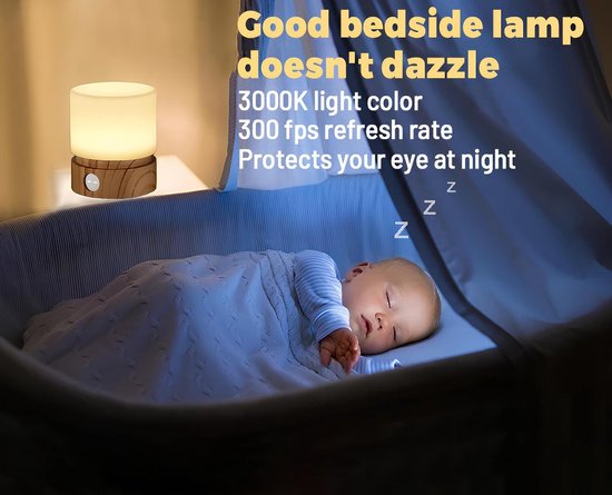 Touch-bedlampje, timernachtlampje, babynachtlampje, USB-oplaadbaar kindernachtlampje, met timerfunctie, drie modi, voor kinderkamer, woonkamer, camping - warmgeel van Merkloos — afbeelding 5
