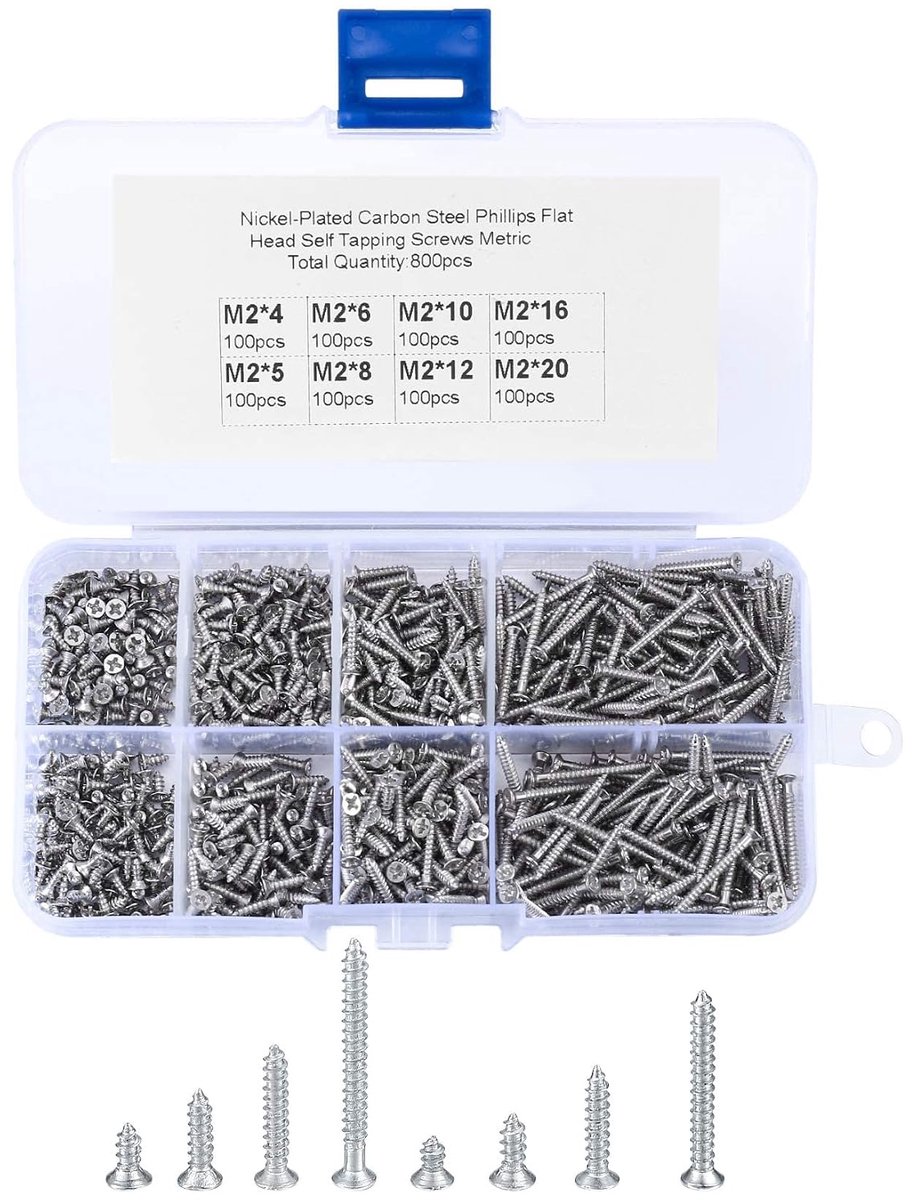 Zelftappende Schroeven - Kruiskop Schroeven Platkop - Kleine Reparaties - Verzonken Kop - 800 stuks - Zilver