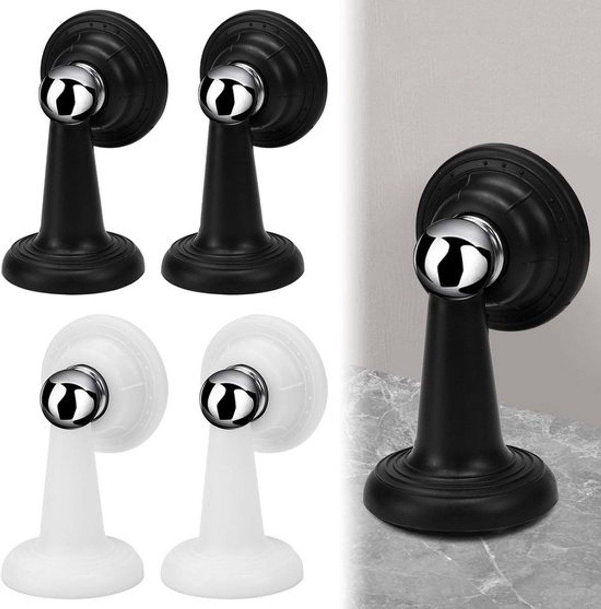 Magnetische deursnappers - Roestvrij staal - Deurstopper en deurhouder - Voor vloer- of wandmontage