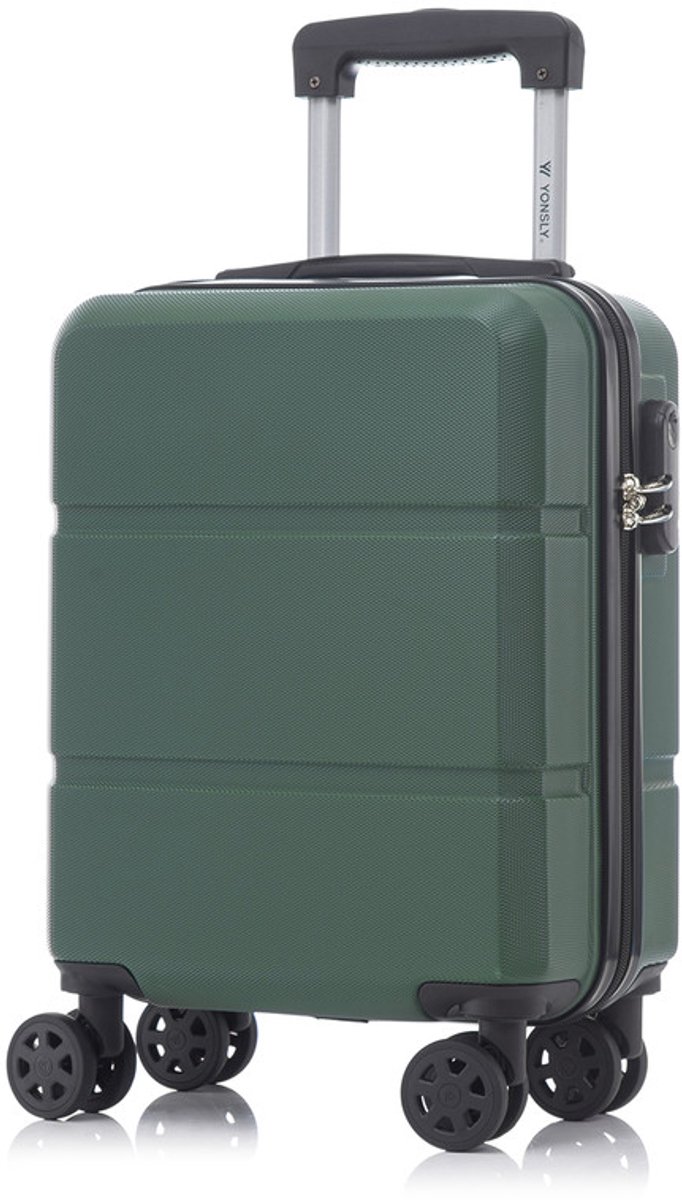 YONSLY Handbagage Koffer - 46x31x20 cm - Reiskoffer 25L - Donkergroen