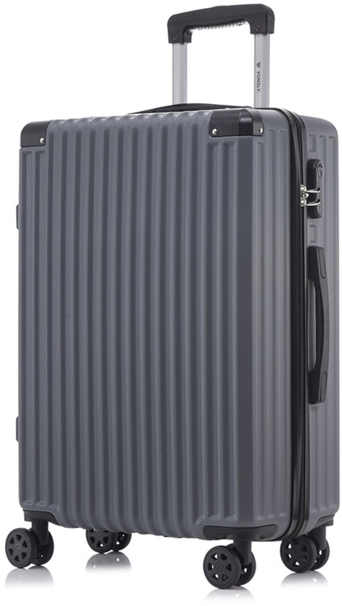 YONSLY Handbagage Koffer - 66cm - 66 L - Cijferslot- 360° Draaibare Wielen - Trolley- 66 x 43 x 26 cm - Grijs