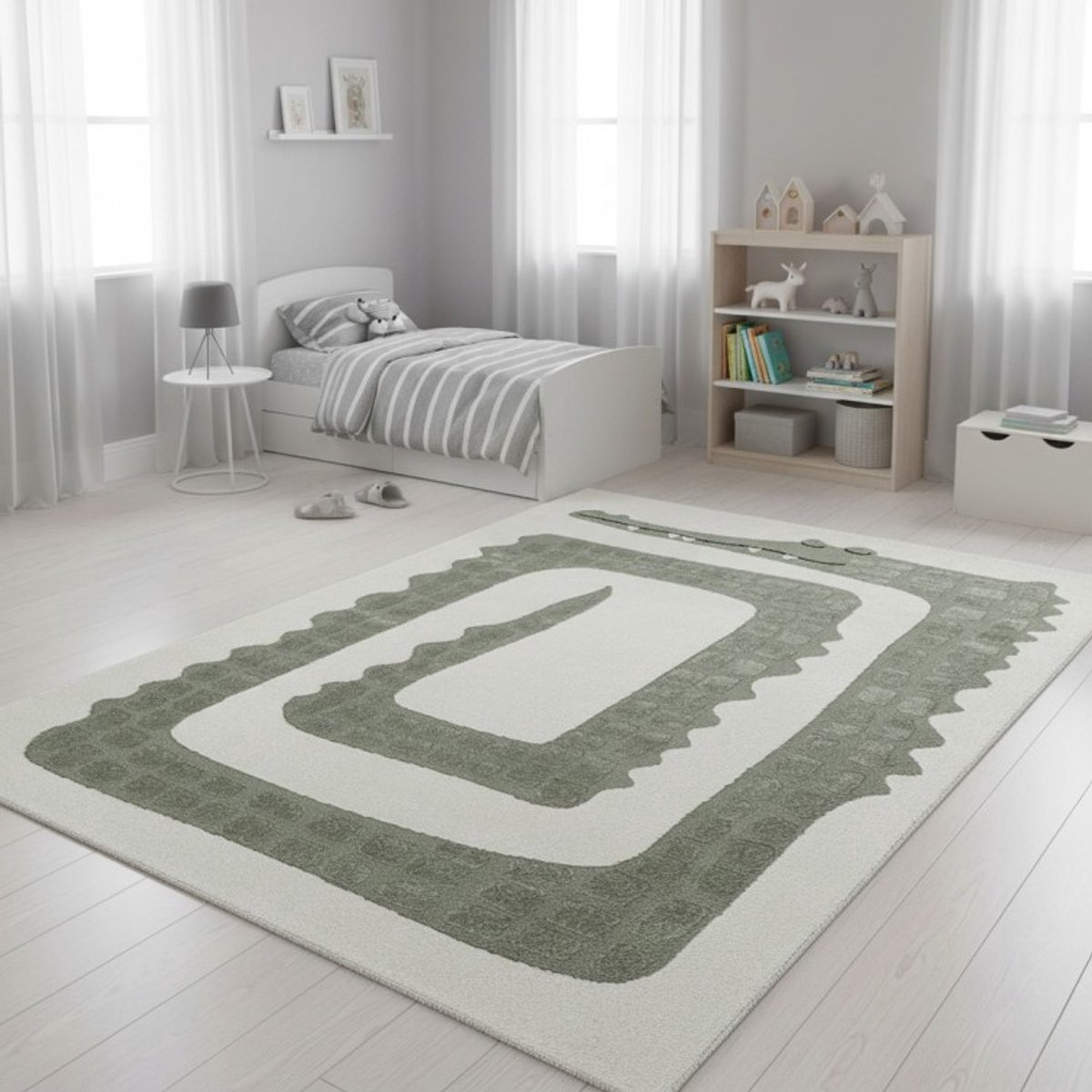 TapisTrend Kinderkleed Crème 120x170 cm Een gigantisch spiraalvormig krokodillenkleed met reliëfschubben voor de kinderkamer en speelruimte Beige
