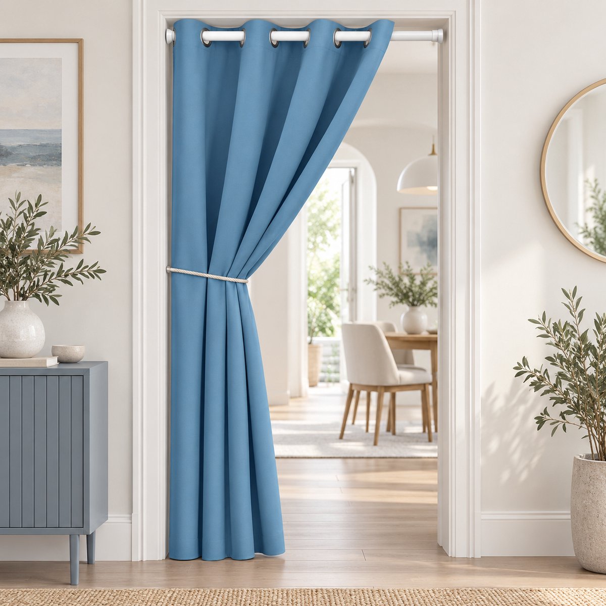 Lapamax Verduisterende Gordijnen - Gordijn Kant-en-Klaar met Ringen - Zacht Deurgordijn Lichtwerend - Privacy Scheidingsgordijn voor Woonkamer, Slaapkamer en Kantoor - Blauw - 132 x 203 cm (B x H) - 2 Stuks