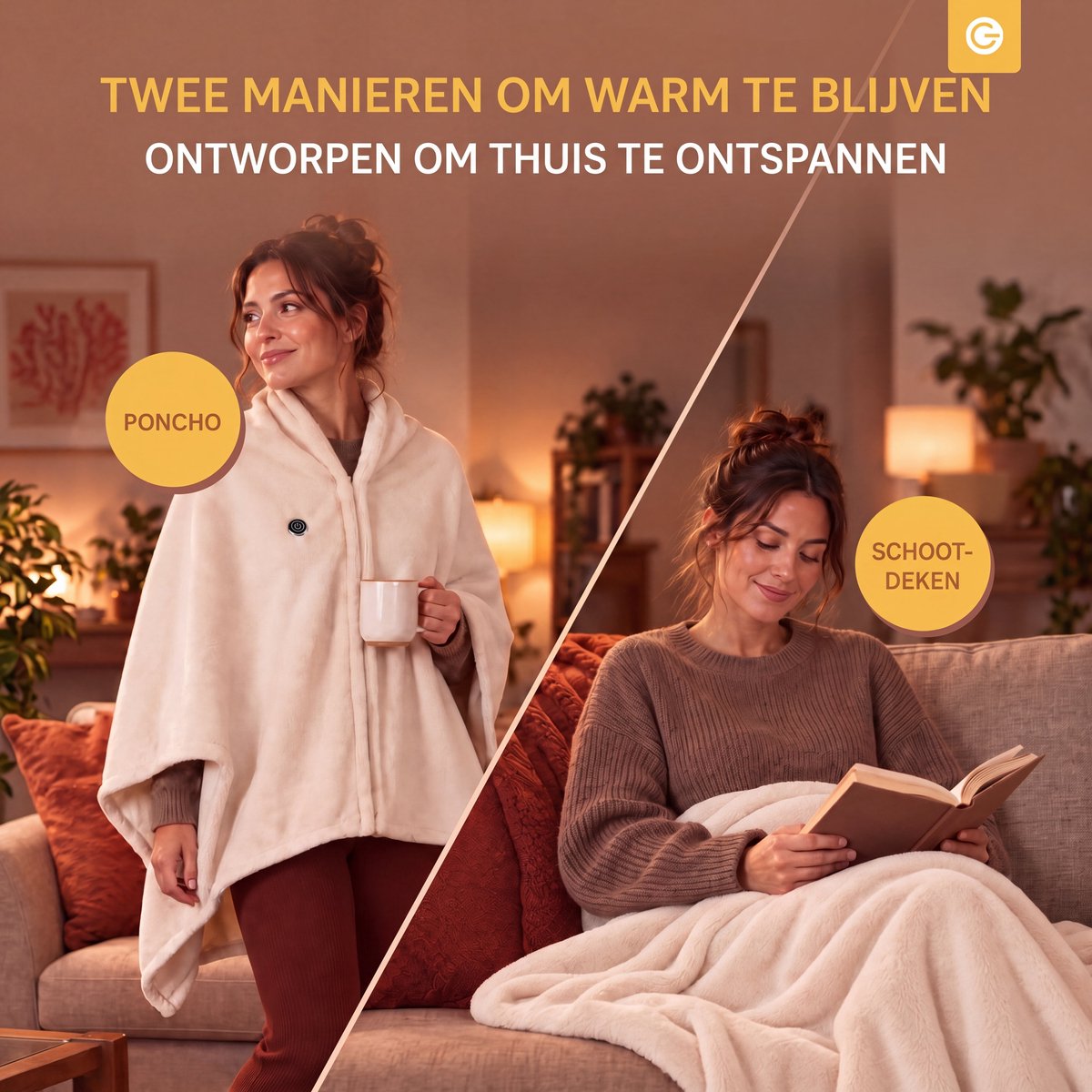 Verwarmde Hoodie Deken 25-40°C - Fleece Deken Hoodie 150x80cm - Blanket Hoodie met 3 Standen - Warmtedeken 1 Persoons - Warmte Poncho - Verwarmde Hoodie Dames en Heren - Hitte Deken - Hoodie Dekens voor Kinderen & Volwassenen - Beige - Silvergear thumbnail 5