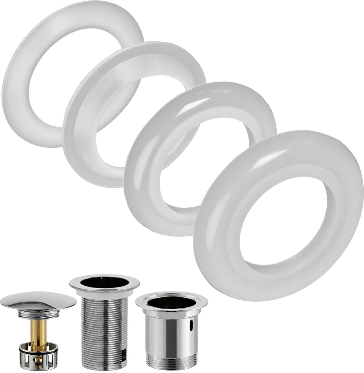 Afdichtingsset voor pop-up afvoergarnituur, 4 stuks, siliconen afdichtringen, pop-up reparatieafdichting, O-ring pop-up afvoerventiel, push-up sealing
