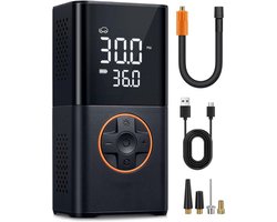 Elektrische Fietspomp - Bandenpomp - Draagbare Luchtcompressor - 150 PSI - 4000mAh Accu - Bandenpomp Auto, Fiets en Motor - Elektrische Luchtpomp - USB Oplaadbaar - Met LED-verlichting - Automatische Stop - Compact - Draadloos - Zwart