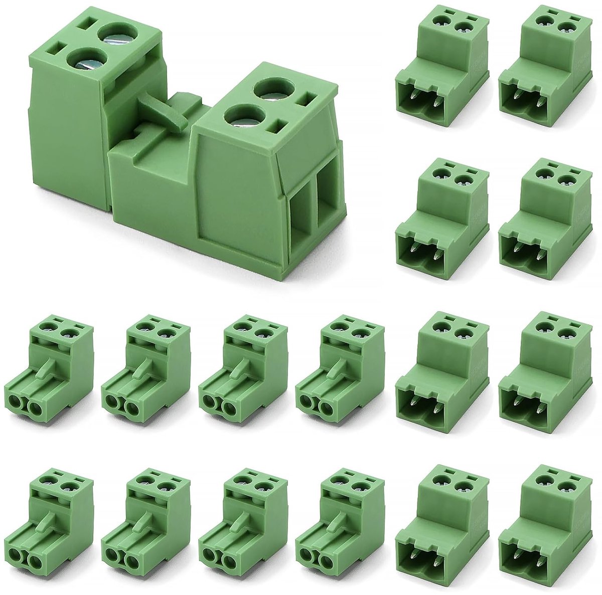 8 Sets 2-pins 5.08mm 2EDGRK Insteekbare PCB-Schroefklemmen, 300V 15A Soldeerloze 5.08mm Mannelijke Vrouwelijke Schroefklemmen, voor PCB-bedrading