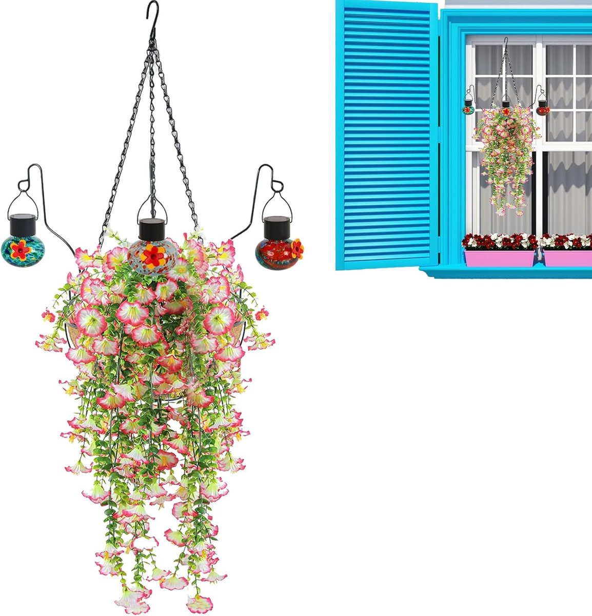 Kunstmatige Outdoor Bloemen Met Haak Metalen Vogelvoeder