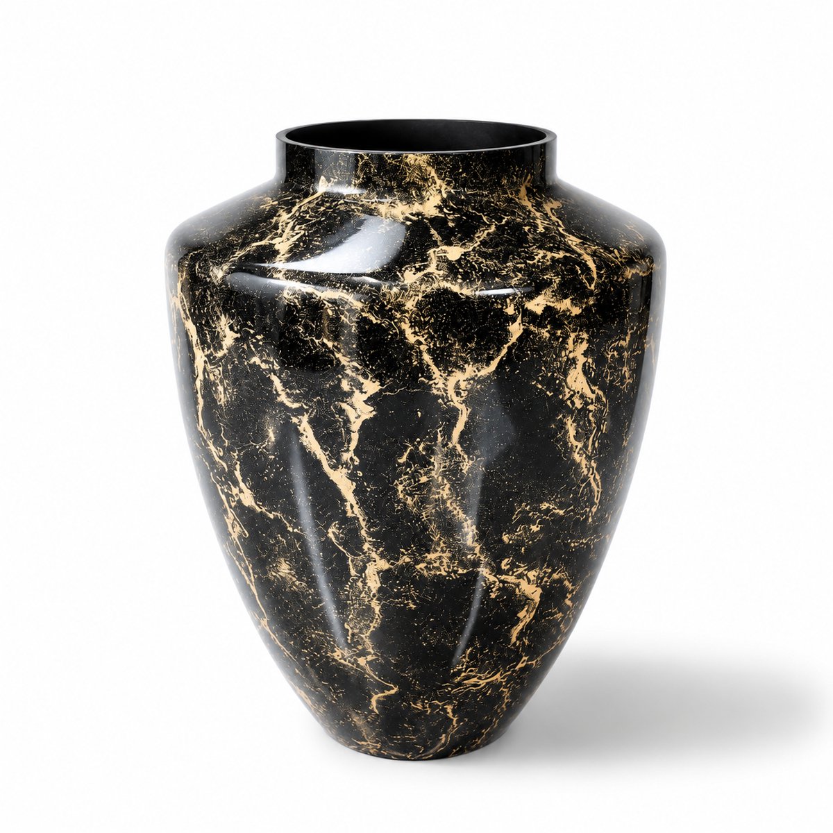 Terroso® Julia - Handgemaakte Glazen Vaas - Bloemenvaas - Zwart Glans - Interieur Woondecoratie - 36 cm Hoog