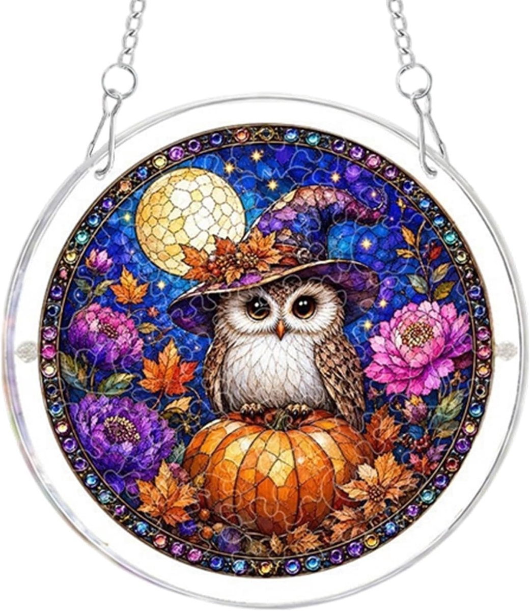 Sun Catcher Puzzels Halloween Ornament Uil Pompoen