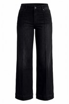 MIAMODA - Dames - Jeans Nora wijde pijpen bies 4-pocket - Zwart - Maat 48