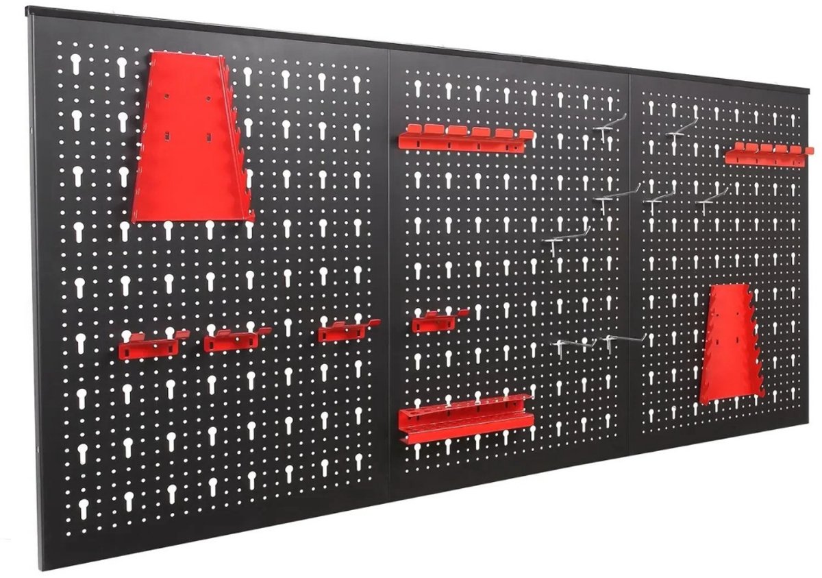 G&G gereedschapswand - Pegboard - Gereedschapsorganizer - Wandrek- Gereedschap - Haken - Metaal - 120x60cm - Garage - Werkplaats