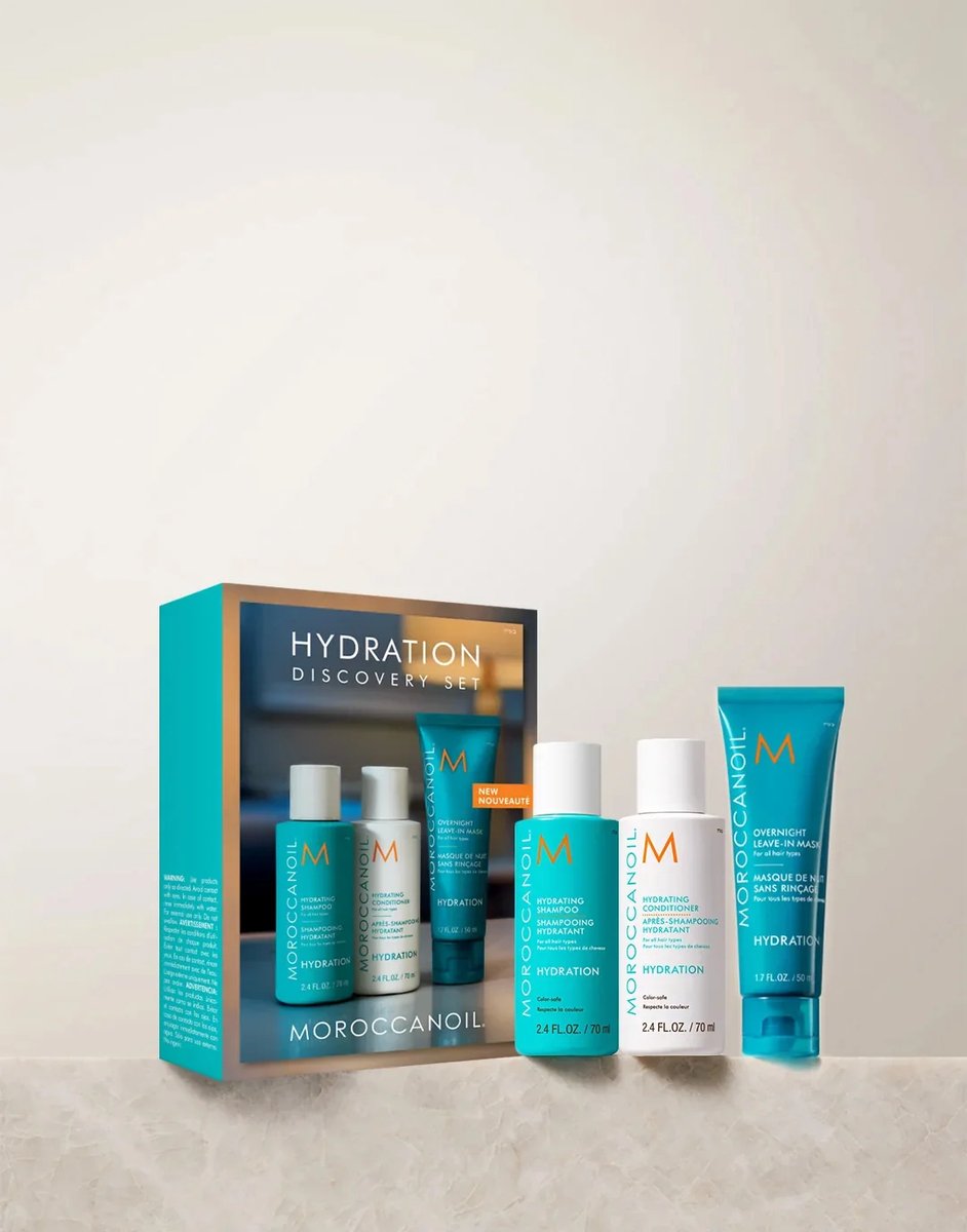 Moroccanoil Hydration Discovery Set - Shampoo 70 ml + Conditioner 70 ml + Overnight Hydrating Mask 50 ml - Haarverzorgingsset