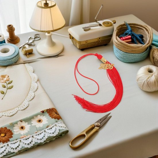 10 Stuks Afstudeerkap kwastje hanger Decoratieve randhanger koeling decoratie afstuderen Tassel hanger Red — afbeelding 5