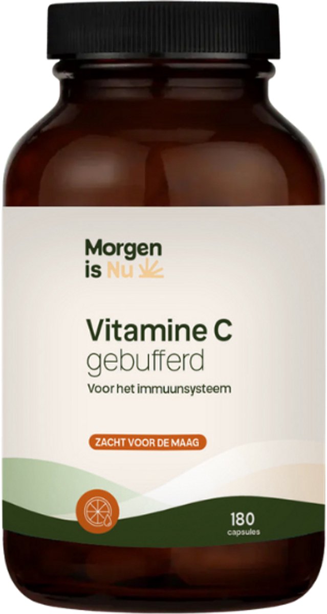 Gebufferde vitamine C | Maag- en darmvriendelijk | Hoge opneembaarheid | 180 vegan capsules | Morgen is Nu