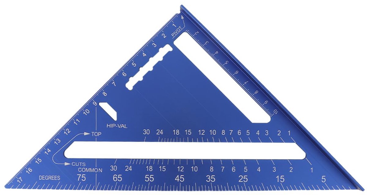 Ubric Speed Square, 7 stuks, 185 mm, metrische set, vierkant, voor bouw, doe-het-zelfprojecten en framing werk (blauw) - ShopVlot
