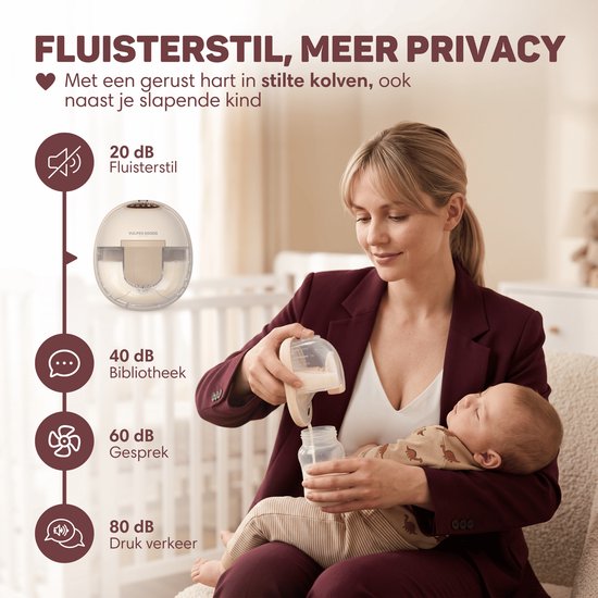 Vulpes Goods® BabyCare – Elektrische Borstkolf Elite V2 - Handsfree Borstkolf - Dubbele Draadloze Borstkolf - Warmtecompressie (35 & 40°C) - BPA-Vrij - 4 Modi & 12 Niveaus - App - Incl. Reiskoffer, Borstschildverkleiners & 60 Bewaarzakjes — afbeelding 4