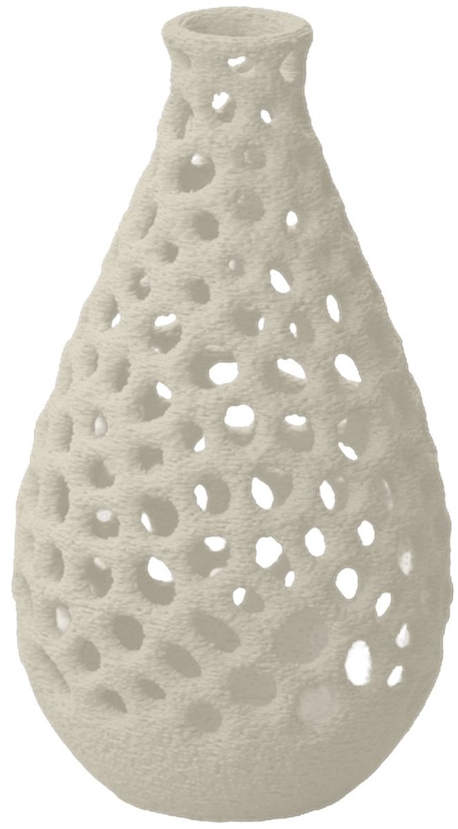 Layvo Liva Vaas - Crème - 25 cm - droogbloemen vaas - organische vaas - gerecycled plastic