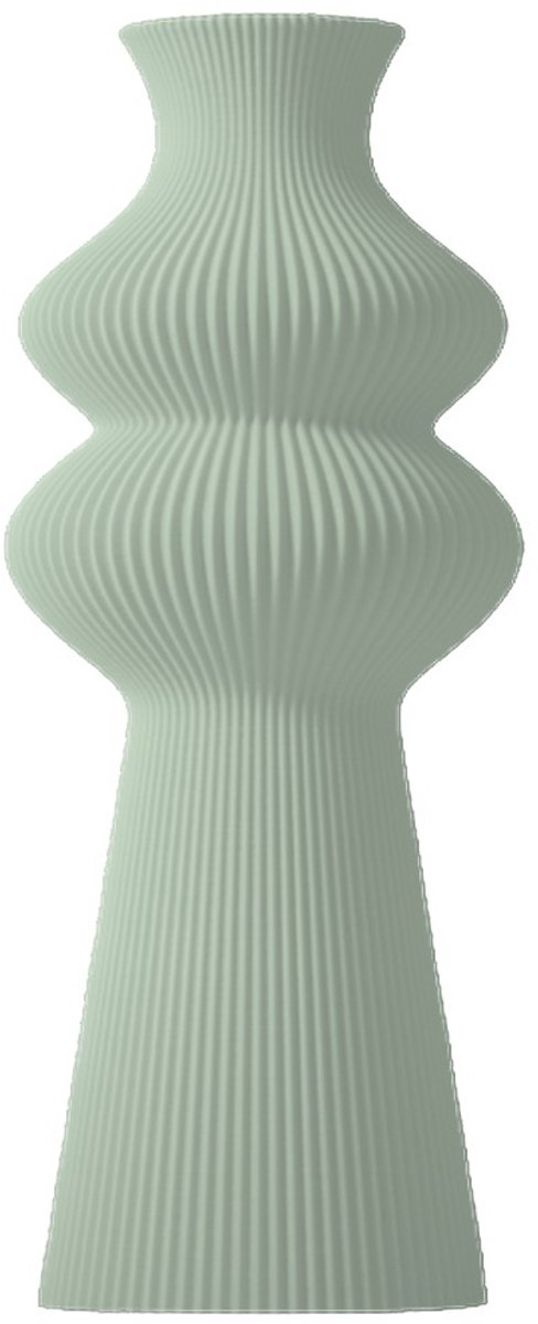 Layvo Merit Vaas - Salie - 25 cm - droogbloemen vaas - gegroefde vaas - gerecycled plastic