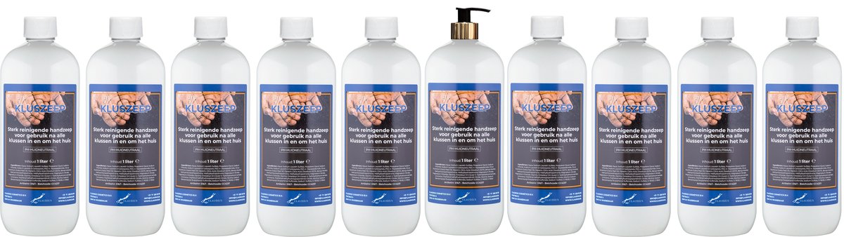 Kluszeep 1 liter - met gouden pomp - set van 10 stuks - Voordeelverpakking