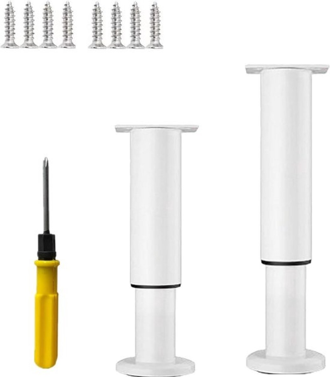 Verstelbare meubelpootjes set van 2 - Voor bank, bedframe en tafel - Wit