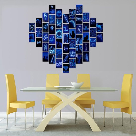 Vintage wandkunstcollageset, 50 stuks, blauwe ansichtkaarten voor de — afbeelding 2
